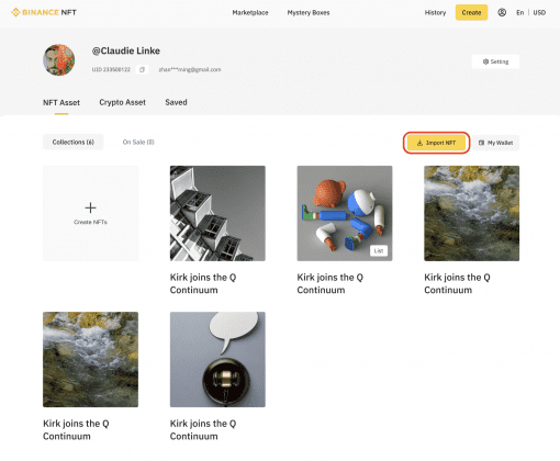 Binance NFT marketplace