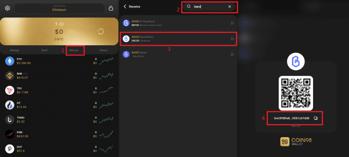How to store BAND using Coin98 Wallet